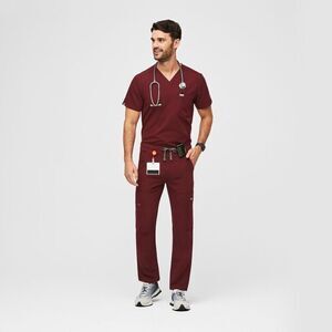 Figs Mens Red Wine Scrub Set Sz XXL